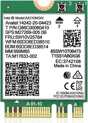 WiFi 6E Wireless Card Intel AX210 NGW Bluetooth 5.3 Tri-Band 5400Mbps Network Adapter for Laptop Support Windows 10/11 (64bit) M.2/NGFF