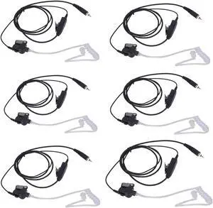 Pdflie clp 1010e 1080e Air Tube Earpiece Ear Piece Radio Airtube Surveillance Headset with Ptt Mic Compatible for Motorola Walkie Talkies clp-e clp1010e clp1080e(Black, Wired, 6 Pack)