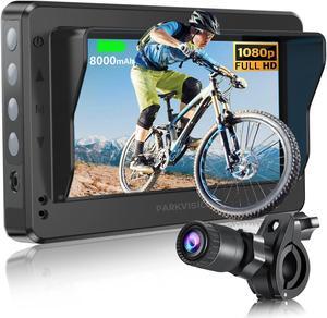 PARKVISION Bicycle Rear View Camera with Sunshade -4.3''Waterproof HD 1080P Monitor with Auto Dim -8000mah Rechargeable Battery -3 Mins Installation Bike Mirror Camera for Mountain Ebike