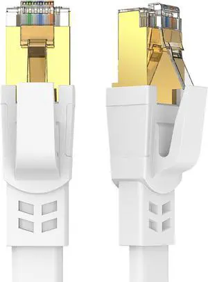 Qiuean Cat8 Ethernet Cable 60FT, Flat High Speed Outdoor&Indoor Cat8 LAN Network Cable 40Gbps, 2000Mhz with Gold Plated RJ45 Connector, Weatherproof S/FTP UV Resistant for Modem/Router/Gaming/PC