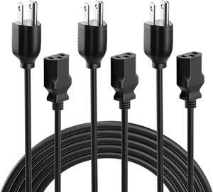 3 Prong Power Cord for Laptop, 18 AWG Replacement Power Cord, 9.8ft PC Power Supply Cable Compatible with Corsair AX1200i (psu), ASUS VG248qe (monitor), BenQ XL2411Z etc. - 3pcs