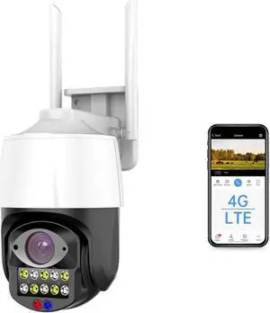SECUEYE 4MP Cellular Camera 3G 4G vSIM Pan/Tilt/Zoom Automatic Tracking Starlight Night Vision Human Detection IP65 Waterproof 24/7 Recording Outdoor Security