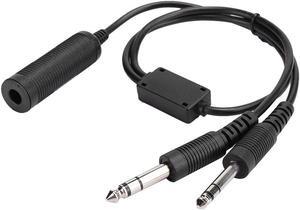 Serounder Headset Adapter Cable,U174 Helicopter to General Aviation Headset Adapter Cable with Dual GA Plugs (3/16 "Mic Plug,1/4" Speaker Plug)