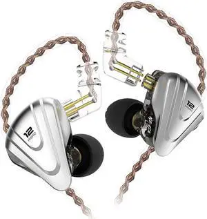 in-Ear Monitors,KZ ZSX 1DD+5BA Hybrid HiFi Stereo Noise Isolating Sport IEM Earphones/Earbuds/Headphones with Detachable Cable, Computer (Without MIC, Black)