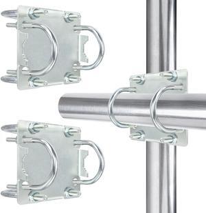 2PCS Antenna Mast Clamp Cross-Over Bracket Kit with U Bolts for 1"-2" OD Poles, Heavy Duty Antenna Pole Mounting Hardware for MINO Yagi TV Antennas, Security Camera, Weather Station