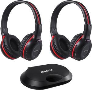 SIMOLIO 2 Channels IR Audio Transmitter & IR Headphones for Car DVD&TV&PC, IR Transmitter Supports RCA & AUX Audio Output, Car Cigar Lighter & AC Adapter Included
