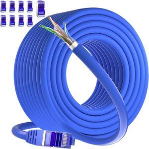 Outdoor Ethernet Cable 200ft, Cat 6 Cable FTP Shielded Ethernet Cable, Bulk Network Cable, Direct Burial, In-Ground, UV Resistant, Waterproof, 23AWG Cat 6 Gigabit Network Cable Indoor, for Router