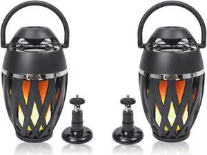 Sound Town 2-Pack Portable Bluetooth Speakers with LED Lights, True Wireless Stereo (TWS) Bluetooth, Wall Mount Brackets, and Decorative Flame, for Outdoors, House Party, Patio and Home (OPIK-F1-PAIR)