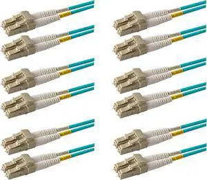 SpeedyFiberTX - 6-Pack 10 Feet Multimode 10G OM3 50/125 Fiber Patch Cable, Duplex LC to LC, Slim Zipcord Fire Retardant Plenum OFNP Cable Jacket