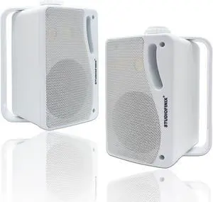 STUDIOFINIX 3.5 Inch Outdoor Bluetooth Speakers Waterproof Wired,3 Way 200W Upgrade Premium Wall Mount Speakers,Ideal use in Patio,Deck, Indoor OutdoorWhite