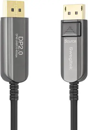 swegltek Display Port 2.0 Active Optical Fiber Cable 40Gbps3M UHBR10 DP2.0 4K@144Hz 1080p@240Hz HDR Gaming Cable