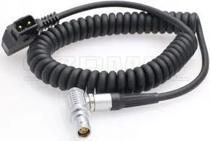 SZRMCC 1B 6 Pin Female to D-Tap Coiled Power Cable for Red Epic Weapon Scarlet MoVI Pro/XL Camera Anton Bauer Battery (Right Angle 6pin Coiled Cable)