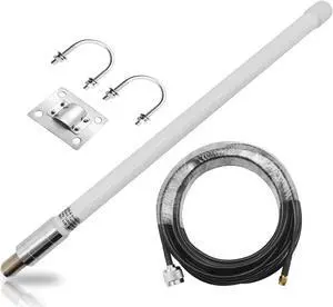 1090MHz 978MHz Dual Band ADS-B Antenna N-Type Female Outdoor 5dBi Fiberglass Antenna + 25ft N-Male to SMA-Male Extension Cable
