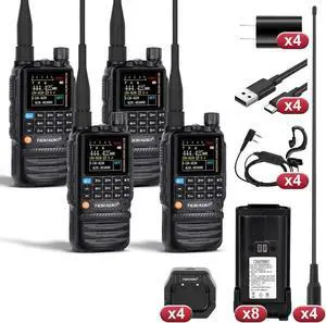TIDRADIO TD-H3 Ham Radio Handheld (4Pack) Multi-Band Long Range Two-way Radio,USB-C Programming & Charging,8PCS 2500mAh Battery,DTMF FM NOAA VOX SCAN,Walkie Talkies with Earpiece & Airband Antenna