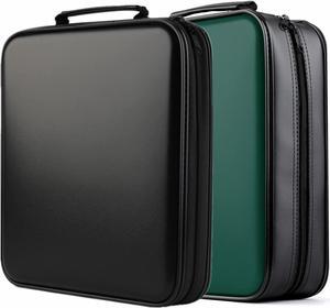 DVD Storage CD Case Holder:TIMCORR DVD Binder Protective CD Book Portable DVD Organizer-CD Wallet 160+320 Disc Holder Hard Plastic Movie Case Black Green CD Portfolio
