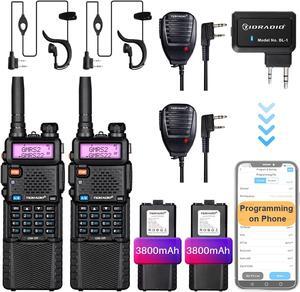 TIDRADIO GM-5R GMRS Radio, Two Way Radio GMRS Repeater Capable, with 3800mAh Battery,Wireless Programmer,Dual Band Scanning Receiver and NOAA Weather & Alarm (2 Pack)