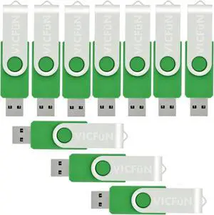 VICFUN 10 Pack 16GB USB Flash Drives USB 2.0 16GB Flash Drive Swivel USB Memory Stick,Green