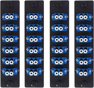 VFLTOOL 4 Pack Fiber Patch Panel Enclosure - 6 Duplex LC Adapters, 12 Fiber Optic Ports, LGX Compatible, LC UPC Blue, Single Mode and Multimode Compatible for 1.25G/10GB OS1-2/OM1-3 Networks
