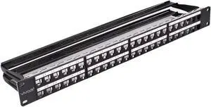 VIVOCH 2U 48 Ports Blank Patch Panel Unload Modular Patch Panel Blank Frame with Cable Manager Bar