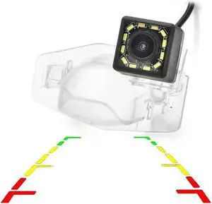 Vlicevrn HD 12 LED Car Rear View Camera Night Vision Backup Parking Camera Waterproof IP68 Vehicle Camera for Honda CRV CR-V FRV FR-V HRV HR-V MRV MR-V Odyssey Crosstour Insight Jazz Fit Hatchback
