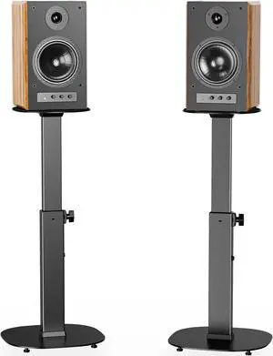 WALI Universal Speaker Stands, Surround Sound Speaker Stands for Satellite & Bookshelf Speakers Up to 22lbs, Height Adjustable with Built-in Cable Management, 1 Pair (SFS001), Black