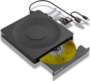5 in 1 External DVD Player For Laptop with LightScribe DVD Burner CD Rom External CD/DVD Drive For PC Usb 3.0 External DVD Drive, DVD Reader Disc Player Fit for Windows XP/7/8/10/11 Mac Laptop Desktop