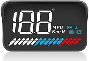 ACECAR Head Up Display Car Universal Dual System 3.5 Inches HUD, Speedometer OBD2 GPS Interface, Speed, Engine RPM, OverSpeed Warning, Mileage Measurement, Water Temperature, GPS Mode for All Vehicle