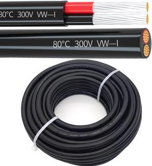 18 Gauge 2 Conductor Tinned Copper Electrical Wire Stranded PVC Audio Power Cable Speaker Wire (Red & Black) 18AWG-2C-80FT