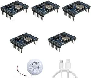 XLW Voice Playback Module,16M Sound Board MP3 Music Player with Speaker,DC3.6-5.2V,USB Downloadable 10 IO Trigger Serial Port Control for Voice Prompts, Broadcast Device Factory, Xmas DIY-5 Pack+Horn