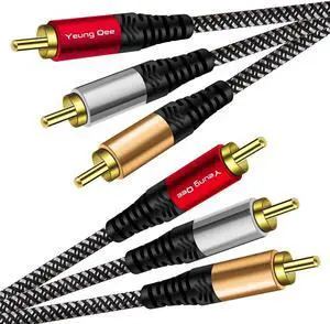 Audio Video RCA Cable 50 ft,Yeung Qee 3RCA Male to 3RCA Male Composite AV Cable Compatible with Set-Top Box,Speaker,Amplifier,DVD Player and More (50FT/15M)