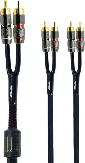 Arklove 15ft Shielded RCA Plug Splitter Stereo Audio Video Cable 2 Male to 4 Male Dual Speaker Y Adapter Connector Extension Cord 24k Gold Plated 1 Input 2 Output