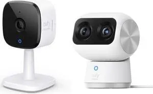 eufy Security Indoor Cam C120, Plug-in Security Camera 3 MP Indoor Cam S350, Dual Cameras, 4K UHD Resolution Security Camera with 8× Zoom and 360° PTZ