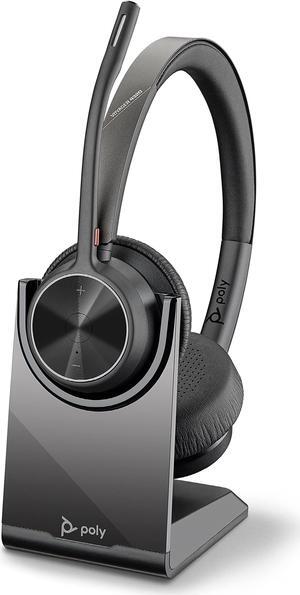 Poly - Voyager 4320 UC Wireless Headset + Charge Stand (Plantronics) - Headphones with Boom Mic - Connect to PC/Mac via USB-A Bluetooth Adapter, Cell Phone via Bluetooth - Works with Teams, Zoom &More