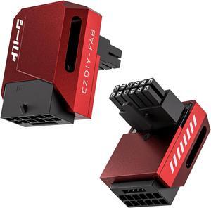 EZDIY-FAB PCIe 5.0 Adapter - 600W 12+4pin, 16pin 12VHPWR GPU Power Connector, 90 Degree Right Angle - Compatible with RTX 3090Ti, 4070Ti, 4080, 4090 Graphics Cards - RVS Type, Red, 1 Pack
