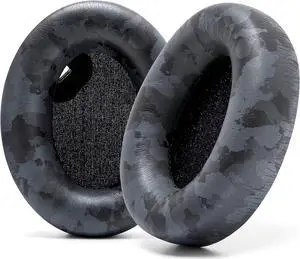 WC Wicked Cushions Extra Thick Earpads for Sony WH1000XM4 Headphones - Soft PU Leather Cushions, Luxurious Noise Isolating Memory Foam, Added Thickness Without Disabling On/Off Sensor | Black Camo