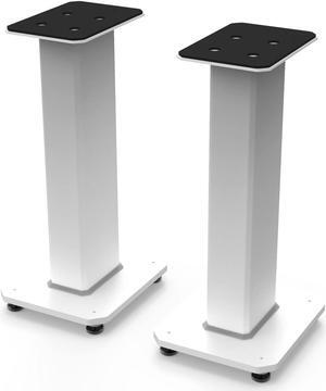 Kanto SX22W Universal Fillable Speaker Floor Stands for Bookshelf Speakers | 22" Tall | Adjustable Isolation Feet | Dedicated Cable Channel | Two Sizes Top Plate | Fill Bags Incl. | Pair | White
