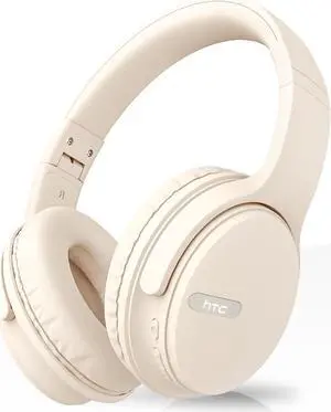 HTC Wireless Headphones Bluetooth 5.3 Earphone, Over Ear Bluetooth Headphones with Built-in Mic - 40Hours Playtime, Foldable Stereo Wireless Headset for Call Noise Cancellation, Travel, Home, Office