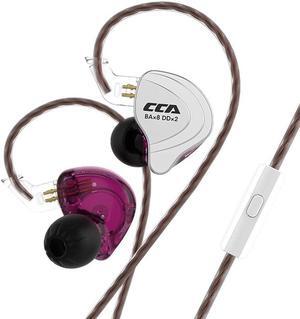 CCA C10 in Ear Headphones/Earphones Design HiFi Five Drivers Hybrid (4 Balanced Armature + 1 Dynamic) in Ear Monitors with Detachable Cable 2pin 0.75mm Gold Plated, (Purple with mic)