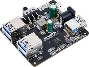 Yahboom 4 Port USB 3.0 Hub for Raspberry Pi Jetson Nano ROS Robot, Compatible with USB 3.0/2.0/1.1 Driver-Free Plug&Play, Onboard External USB-A5V (Micro-USB)9~24V Power Port, for High-Power Device