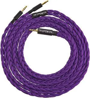Linsoul Tripowin GranVia Upgraded OFC Headphone Replacement Cable, Dual 3.5mm Connector to 3.5mm Stereo Headphone Cable for HE4XX/HE-400i/HE400se/Goldplanar/Focal ELEGIA(Purple, 1.5m)