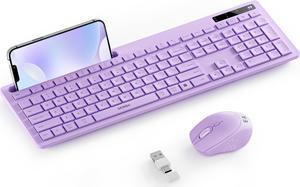 Wireless Keyboard and Mouse for MacBook, seenda Full-Size Purple Keyboard with Phone Holder, 2.4G USB A & Type C Receiver, Compatible for Mac, MacBook/Air/Pro Windows Computer/Desktop/Laptop