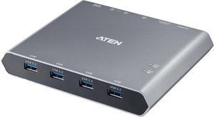 ATEN 2-Port KVM Switch USB C KVM Multiport Dock - DisplayPort Out - Compatible Thunderbolt 4 KVM Switch - 4K 60Hz Dual or 8K Single Monitor - Power Delivery PD 3.0 up to 100W Duo Flex US3311