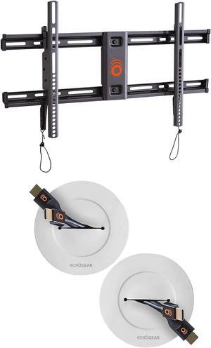 ECHOGEAR Low Profile TV Mount & in Wall TV Cable Hider Bundle - Mount TVs Up to 90" & Conceal The Wires Behind The Wall