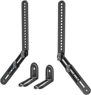 ELIVED Soundbar Mount, Sound Bar TV Bracket, for Mounting above or Under TV, Fits Most Sound Bars Up to 15 Lbs, Tool-Free Knob Adjustable, for 23-90" TVs with Detachable Extension Arms and L-Brackets