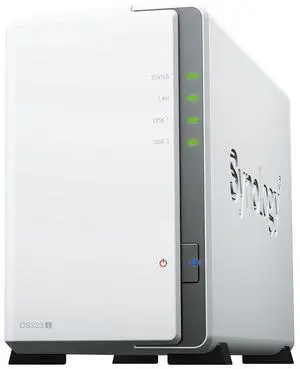 Synology DS223j 2-Bay Diskstation NAS (Realtek RTD1619B 4-Core 1.7 GHz 1GB DDR4 Ram 1xRJ-45 1GbE LAN-Port) 12TB Bundle with 2X 6TB WD Red Plus