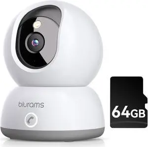 blurams Pet Camera,2K Security Camera Indoor,Dog Camera with Phone App,Home Camera for Baby with One-Touch Call,Color Night Vision,2-Way Audio,AI Motion Detection(2.4GHz ONLY) (A31C + 64GB SD Card)