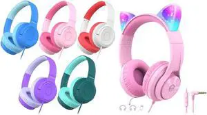 iClever HS27 & HS20 Kids Headphones Wired Bundles-Comfortable Fit, Safe Volume Limite Kids Wired Headphones, FunShare Foldable Over-Ear Headphones for Kids/School/iPad/Tablet/Travel