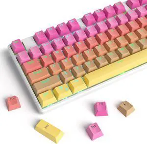 Ussixchare Gradient Keycaps, PBT Double Shot 104 Keys, OEM Profile Custom Keycaps Set for 61/87/104 Cherry Gateron MX Switches Mechanical Keyboard (Pink Yellow)