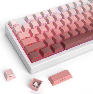 Ussixchare PBT Keycaps Gradient Pink Keycaps Side Printed Keycaps Set Shine Through Cherry Profile Double Shot Custom Keycaps Minimalist Style for Mechanical Keyboard(Blush)