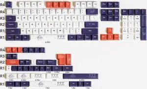 Cuxiukeys PBT Keycaps Outer Space Blue White Keycaps Set for Gateron Kailh JWK Cherry MX Switches Cherry Profile Keycaps for Mechanical Keyboards Dye-Sublimation